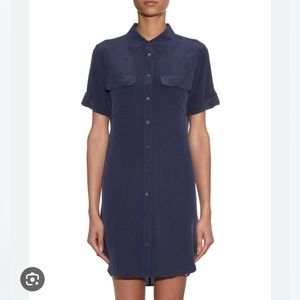 Equipment, Navy Blue Silk Shirt Dress, Sz Medium